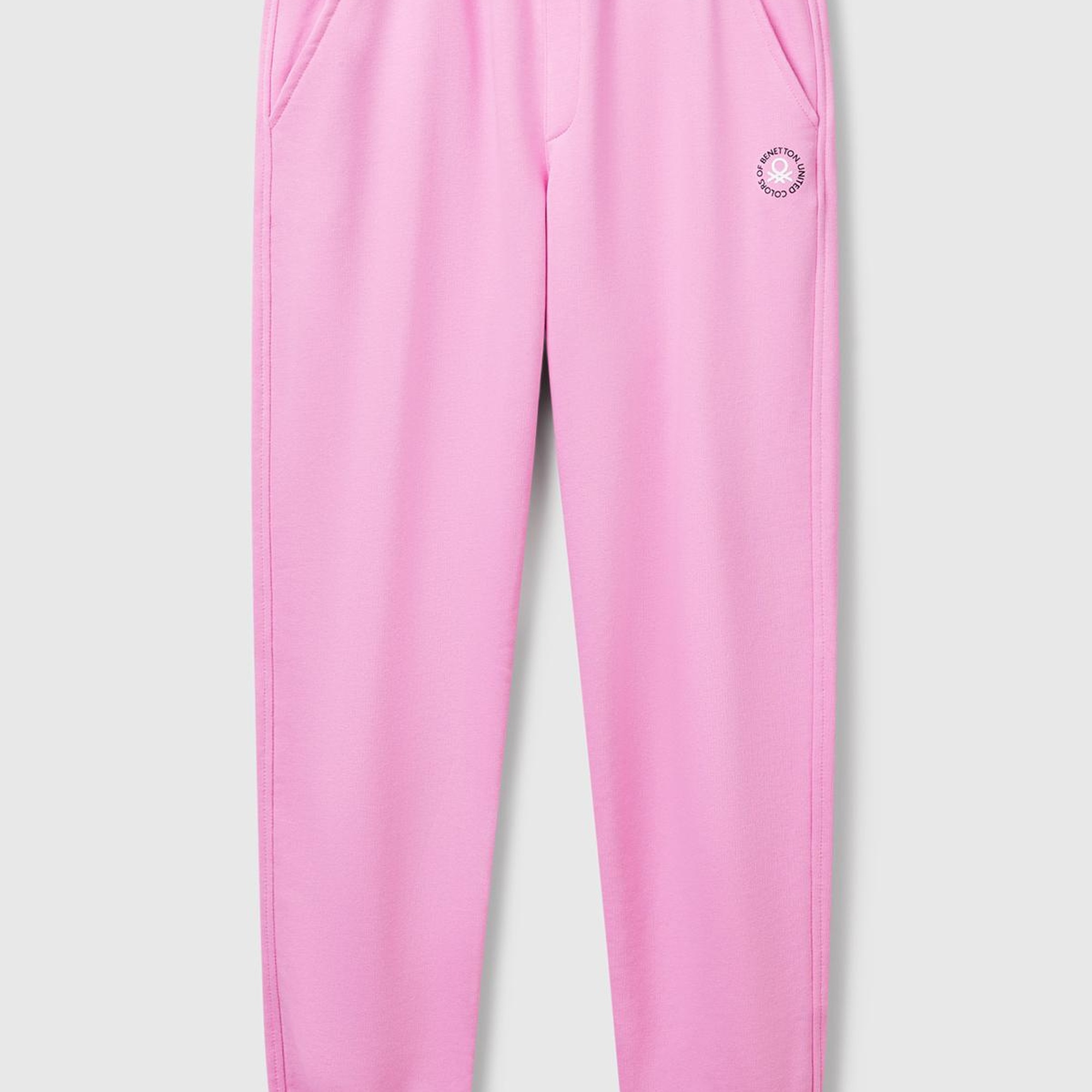 Kadın Pembe Pamuk Karışımlı Logo Baskılı Beli Lastikli Jogger Eşofman Altı