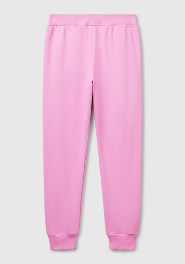  Kadın Pembe Pamuk Karışımlı Logo Baskılı Beli Lastikli Jogger Eşofman Altı