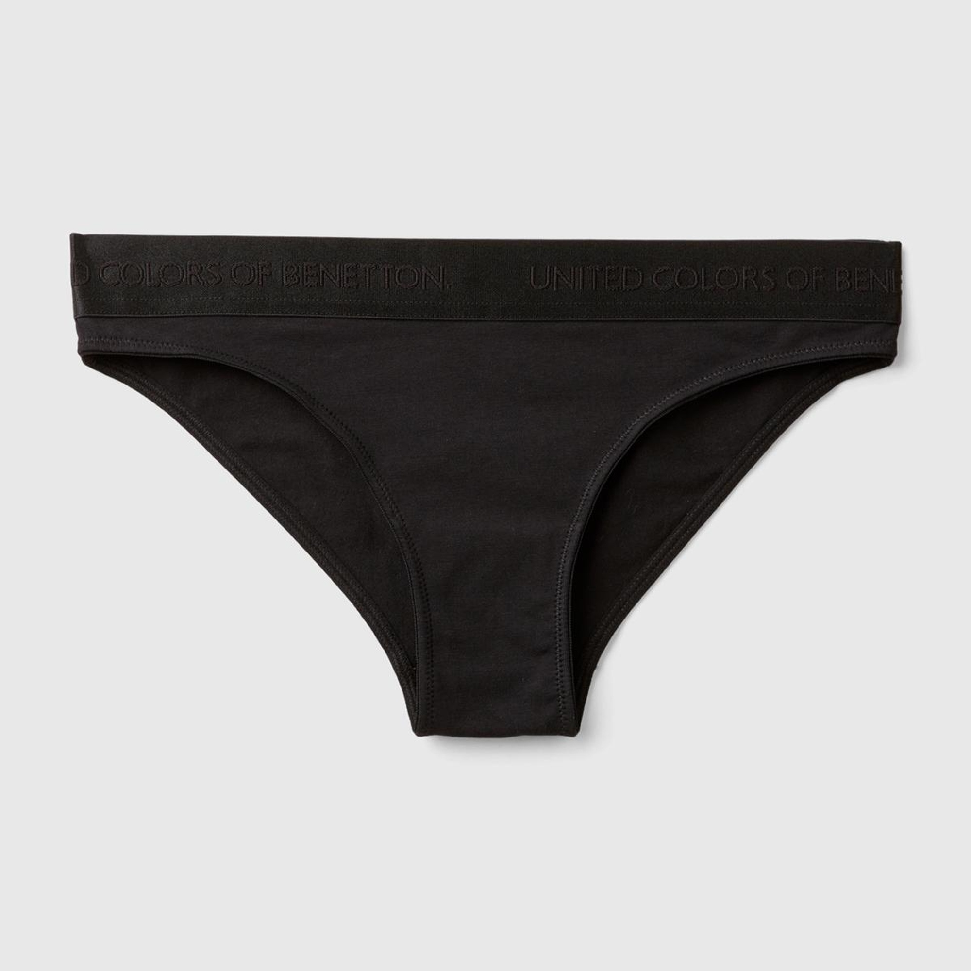 Kadın Siyah Pamuk Karışımlı Logo Bantlı Hipster Kesim Külot