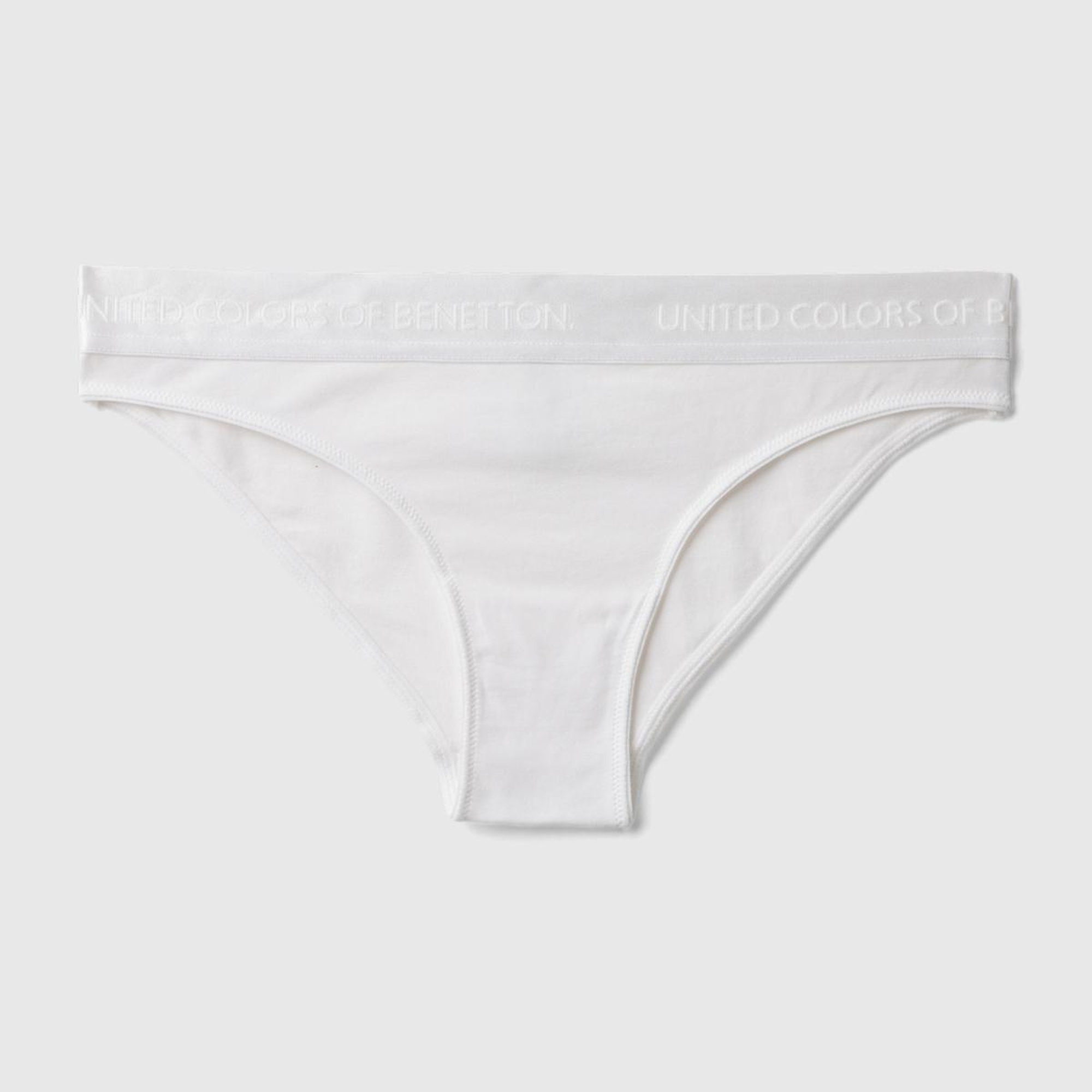 Kadın Beyaz Pamuk Karışımlı Logo Bantlı Hipster Kesim Külot