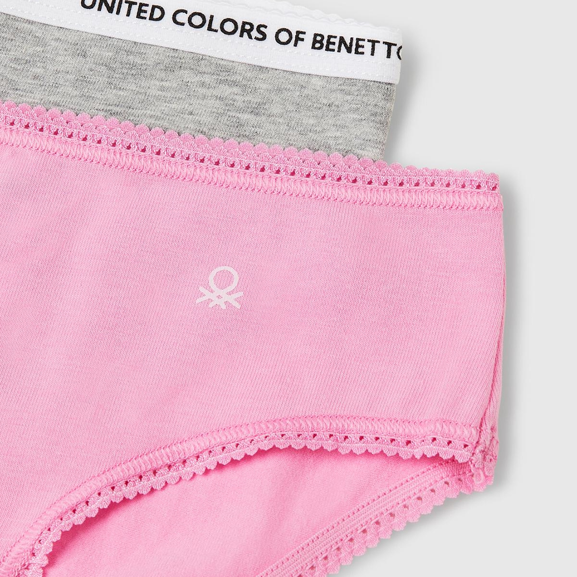 Kız Çocuk Pembe Logo Detaylı Klasik Kesim 2'li Külot Seti