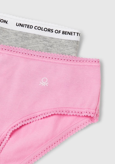  Kız Çocuk Pembe Logo Detaylı Klasik Kesim 2'li Külot Seti