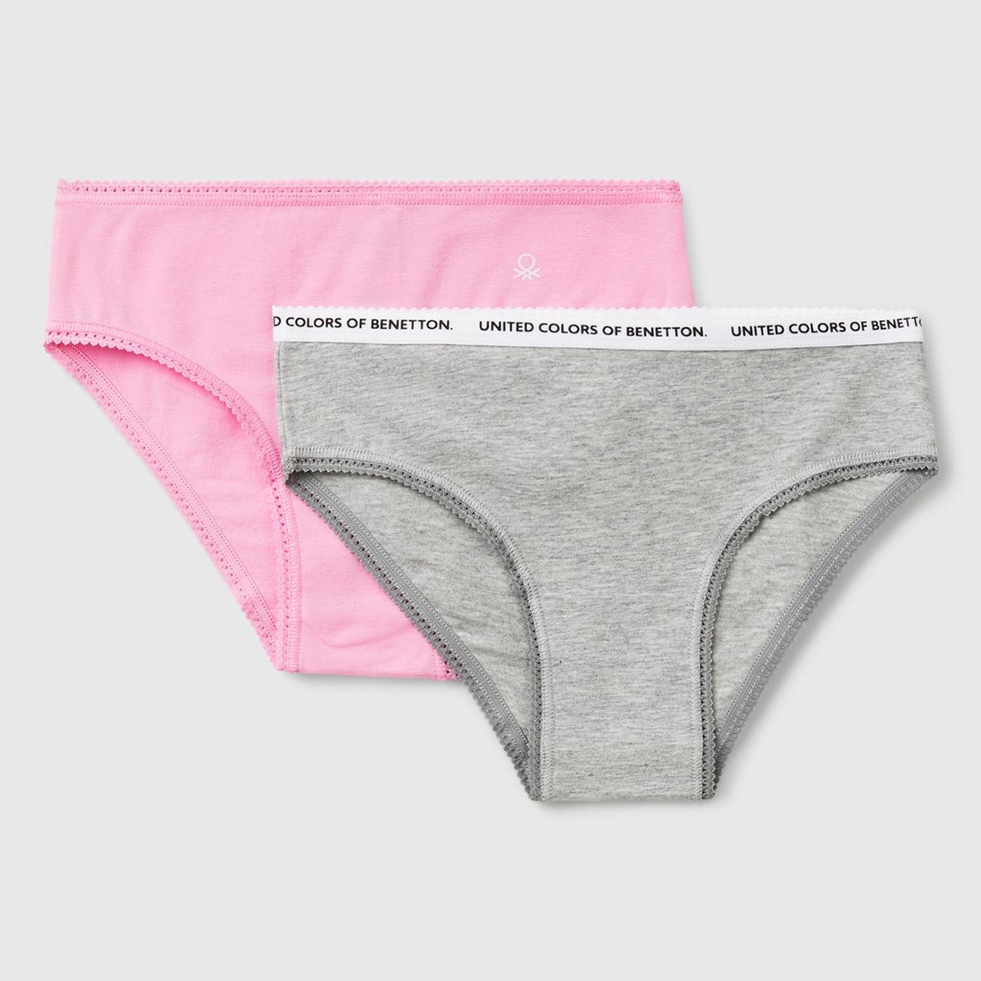 Kız Çocuk Pembe Logo Detaylı Klasik Kesim 2'li Külot Seti