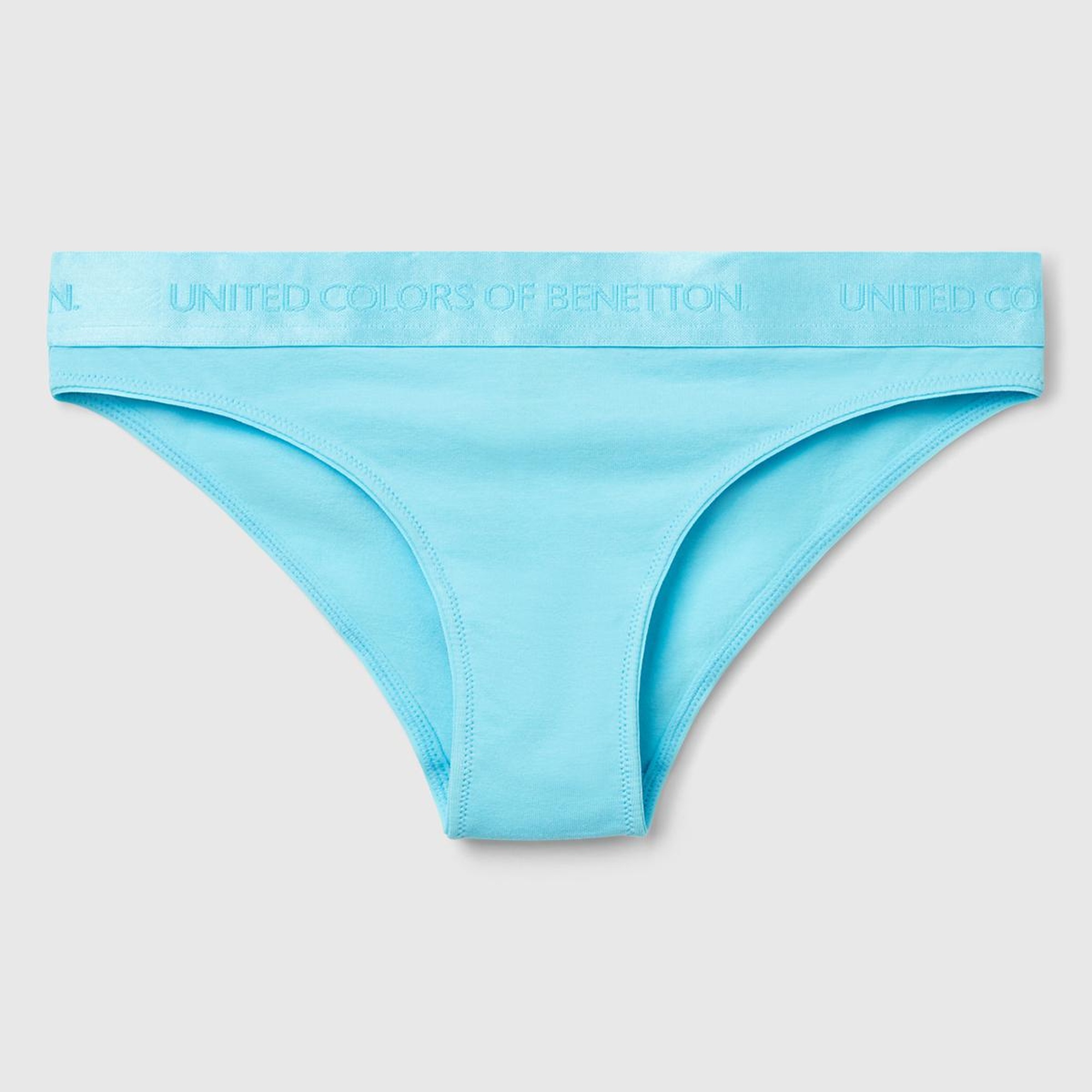 Kadın Mavi Pamuk Karışımlı Logo Bantlı Hipster Kesim Külot