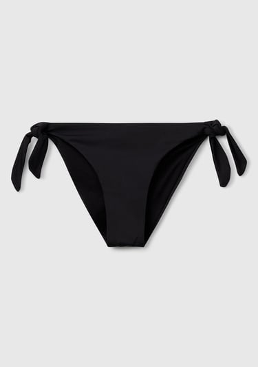  Kadın Siyah Kenardan Bağlamalı Brezilya Model Düşük Bel Bikini Altı