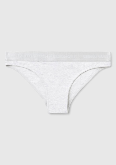  Kadın Gri Pamuk Karışımlı Logo Bantlı Hipster Kesim Külot