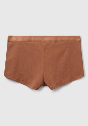  Erkek Kahverengi Pamuk Karışımlı Beli Logo Baskılı Boxer