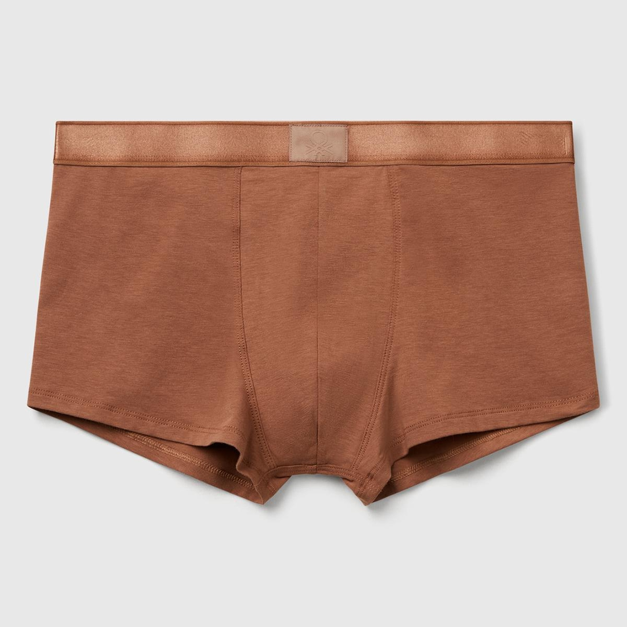 Erkek Kahverengi Pamuk Karışımlı Beli Logo Baskılı Boxer