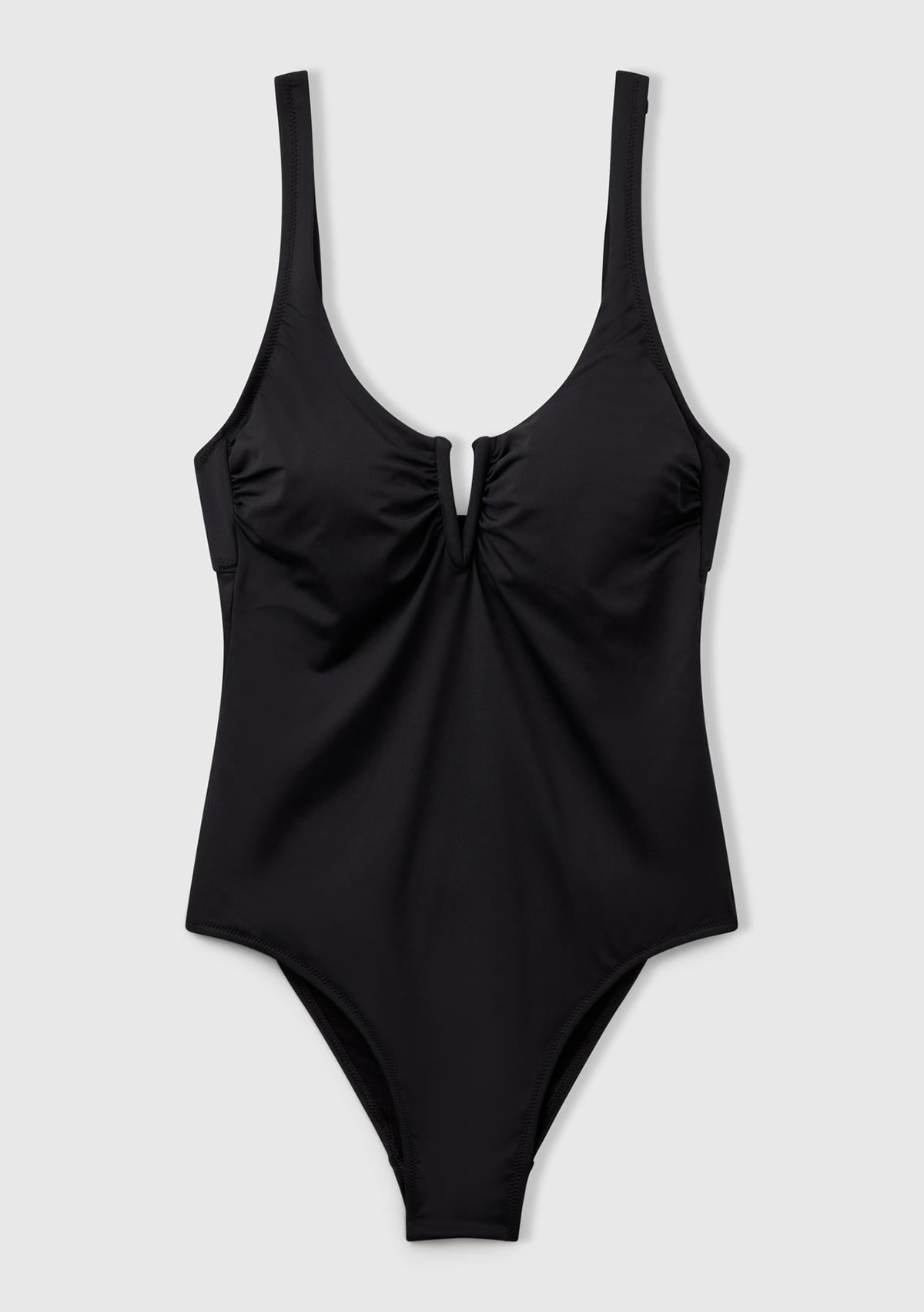  Kadın Siyah V Dekolteli Arkadan Bağlamalı Mayo