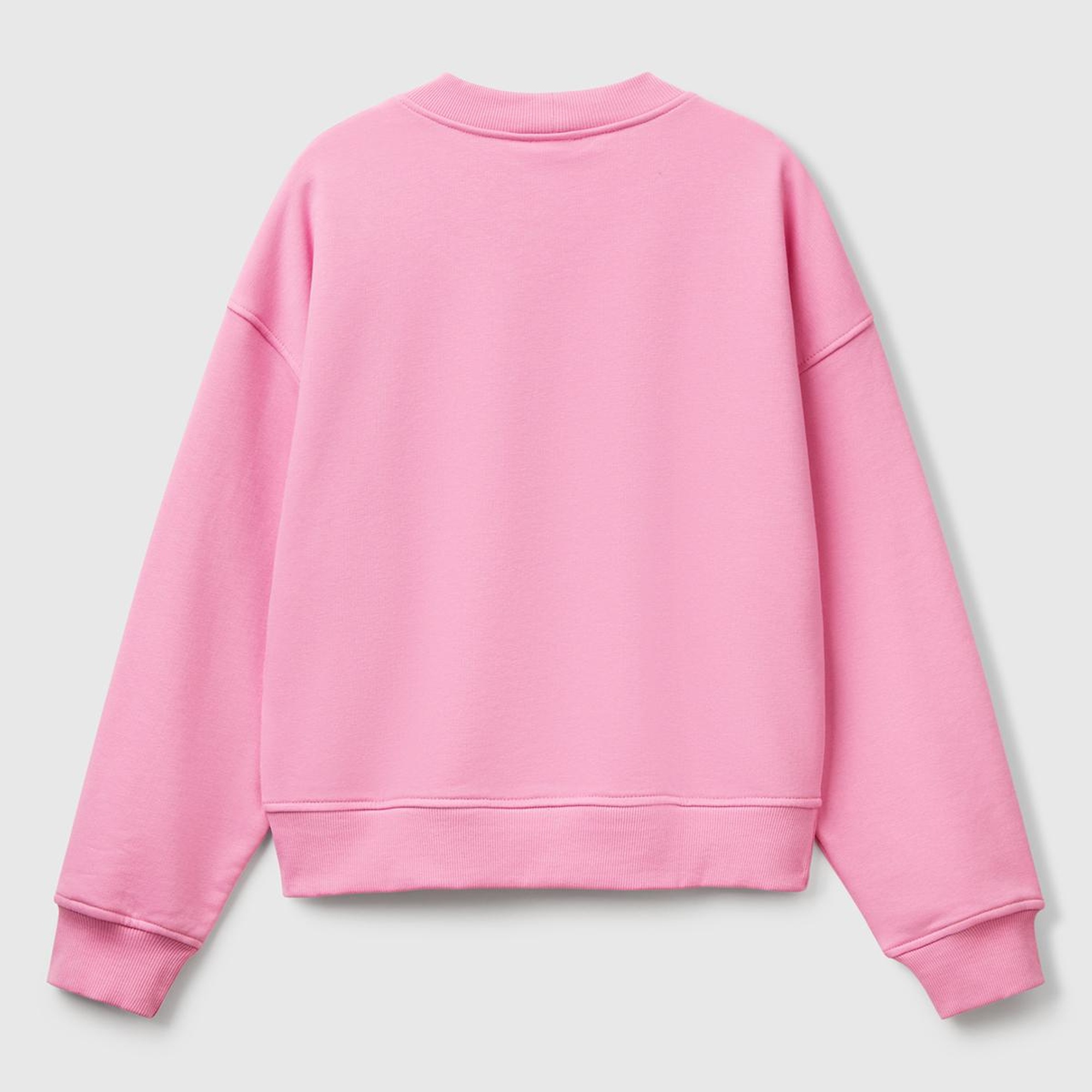 Kadın Pembe Pamuk Karışımlı Logo Baskılı Bisiklet Yaka Sweatshirt