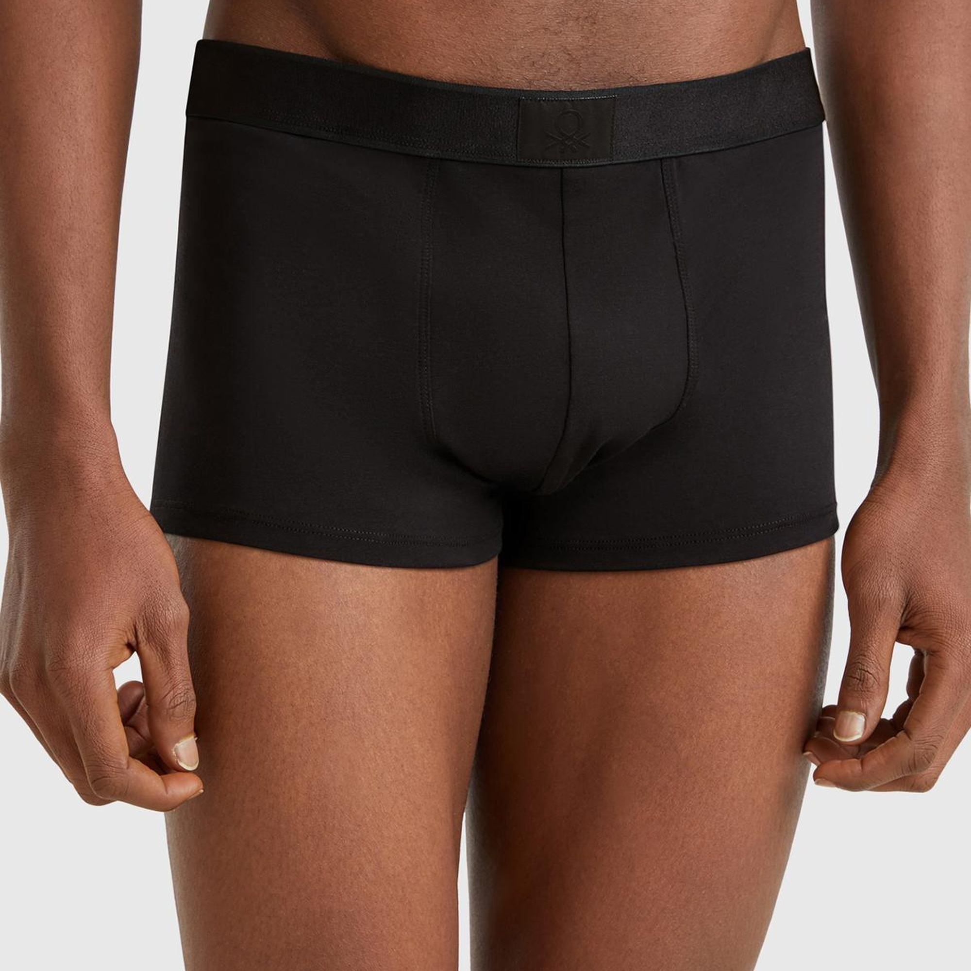 Erkek Siyah Pamuk Karışımlı Beli Logo Baskılı Boxer