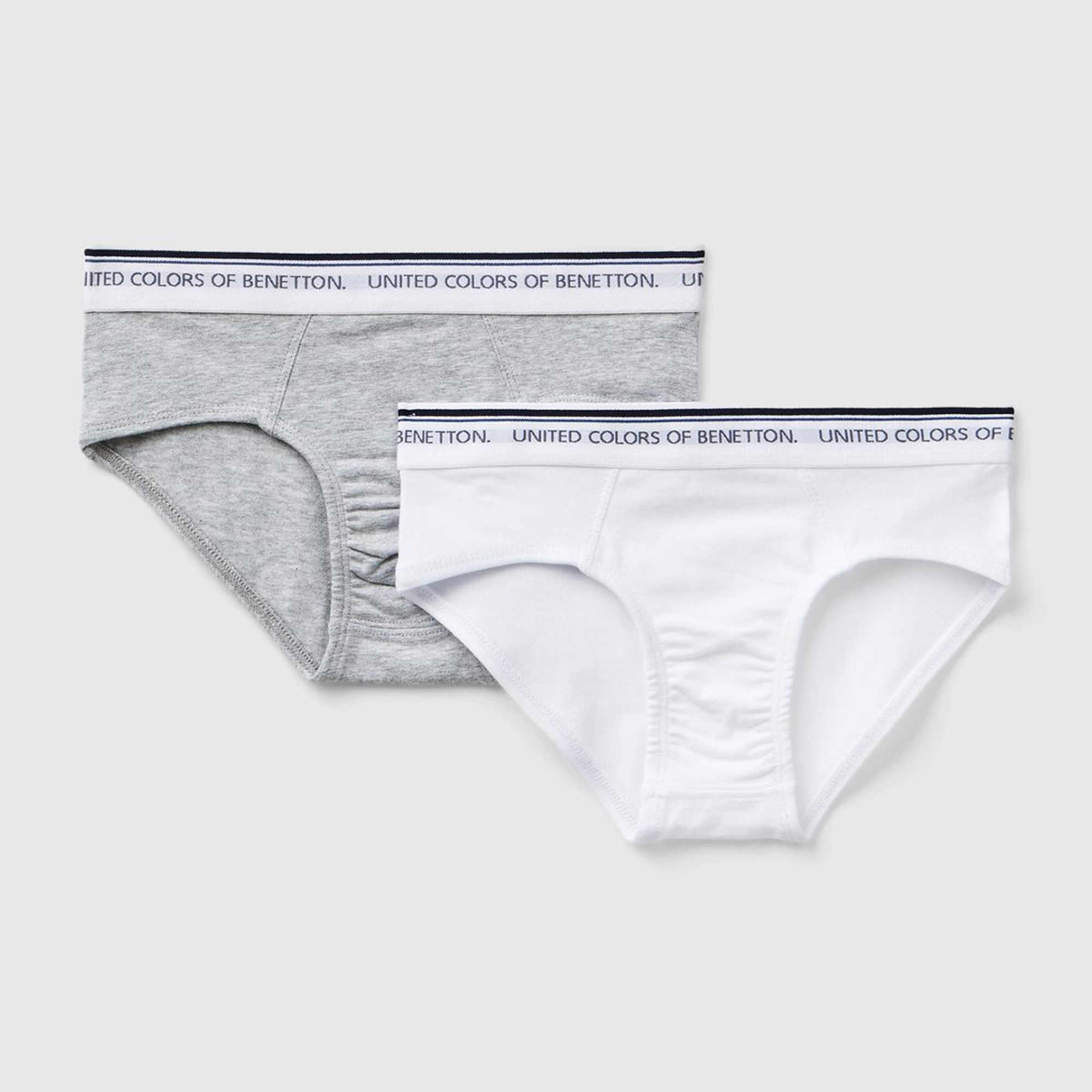 Erkek Çocuk Gri Beli Logo Baskılı Düz Renk 2'li Slip Seti