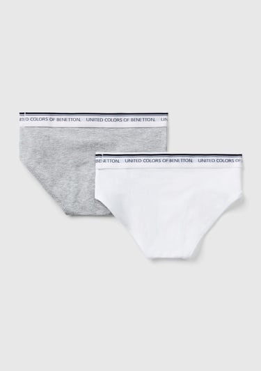  Erkek Çocuk Gri Beli Logo Baskılı Düz Renk 2'li Slip Seti