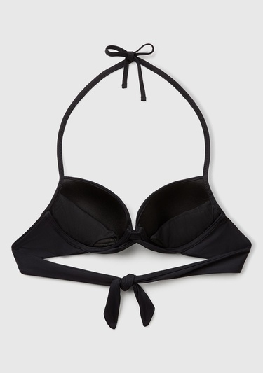  Kadın Siyah Göğsü Büzgülü Arkadan Bağlamalı Bikini Üstü