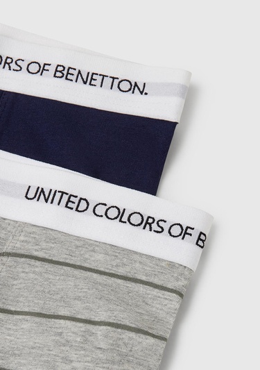  Erkek Çocuk Gri Mix Beli Logo Bantlı 2'li Boxer Seti