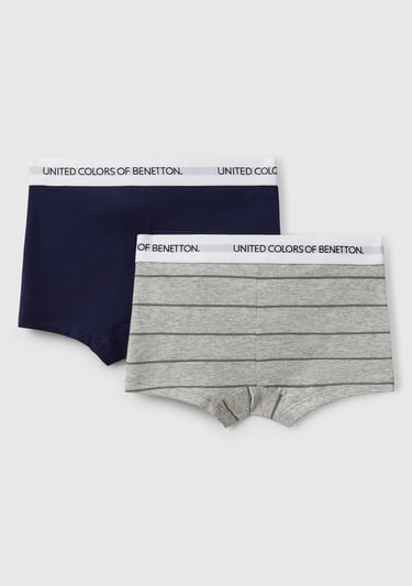  Erkek Çocuk Gri Mix Beli Logo Bantlı 2'li Boxer Seti