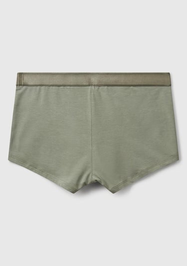  Erkek Soluk Yeşil Pamuk Karışımlı Beli Logo Baskılı Boxer