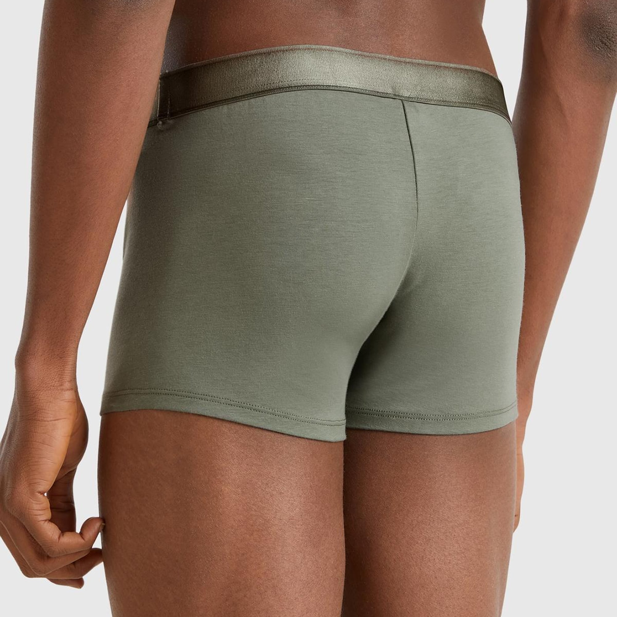 Erkek Soluk Yeşil Pamuk Karışımlı Beli Logo Baskılı Boxer