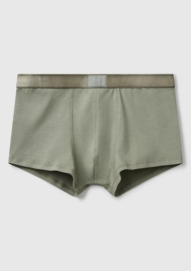  Erkek Soluk Yeşil Pamuk Karışımlı Beli Logo Baskılı Boxer