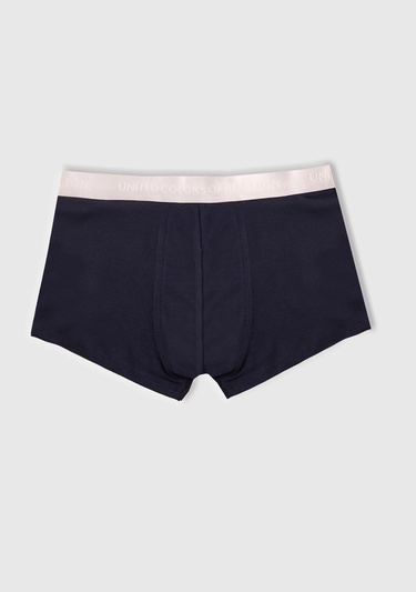  Erkek Turkuaz-Beyaz-Lacivert Pamuk Karışımlı Logo Bantlı 3'lü Boxer Seti