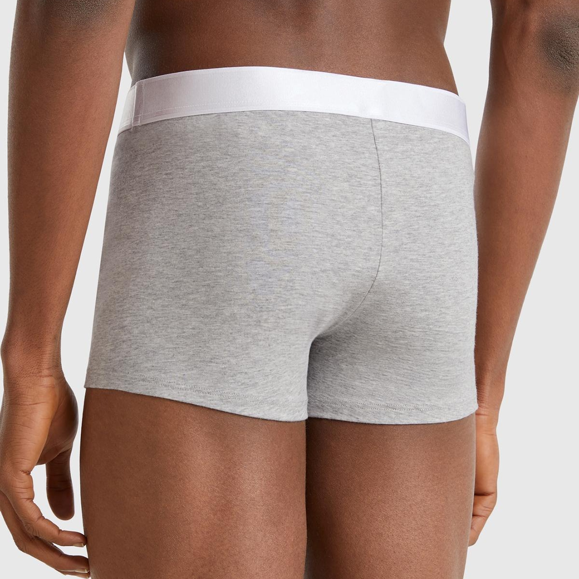 Erkek Gri Melanj Pamuk Karışımlı Beli Logo Baskılı Boxer