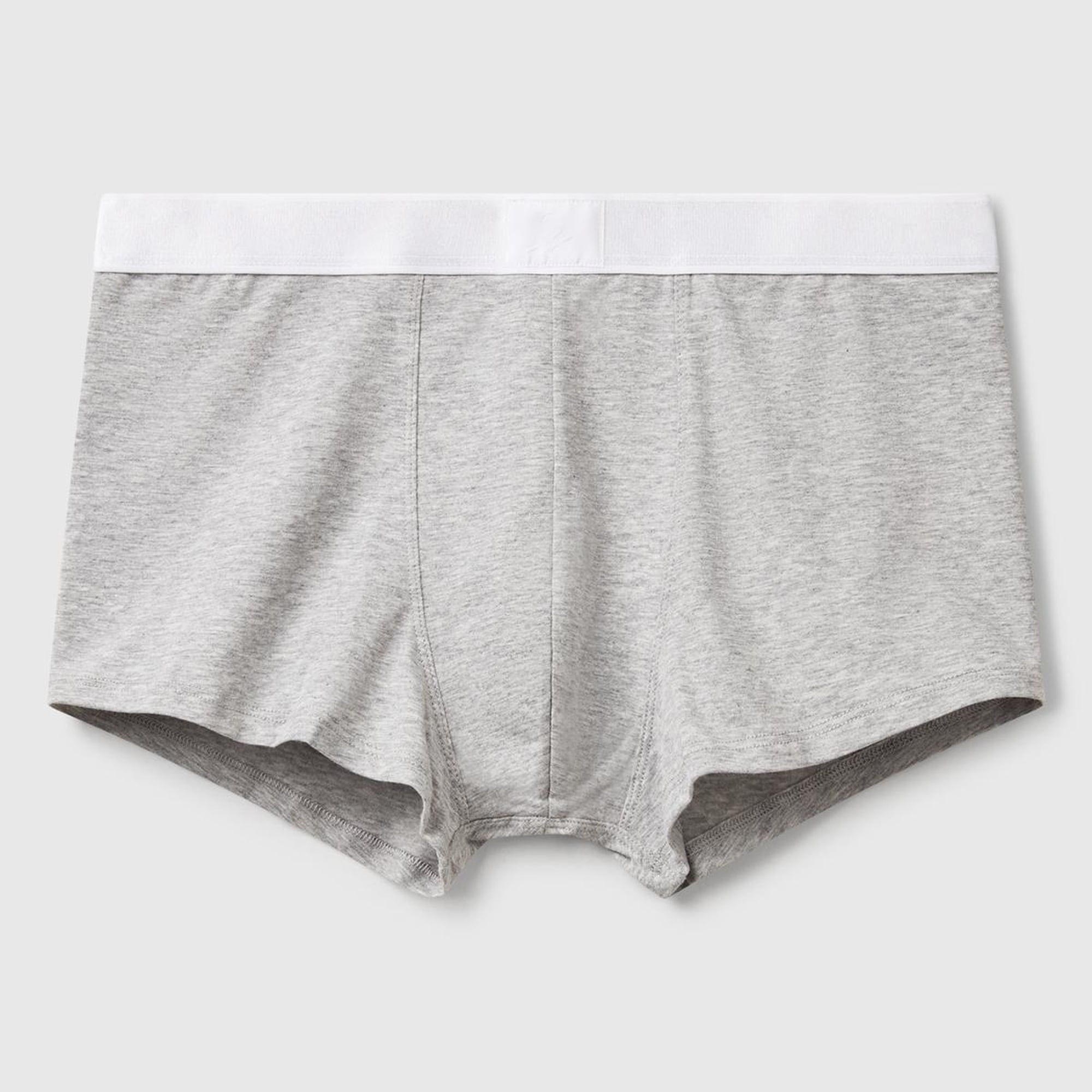 Erkek Gri Melanj Pamuk Karışımlı Beli Logo Baskılı Boxer