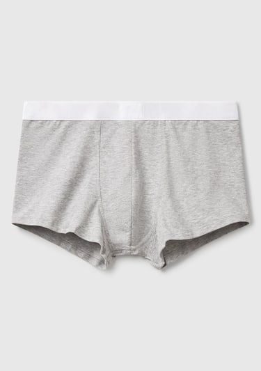  Erkek Gri Melanj Pamuk Karışımlı Beli Logo Baskılı Boxer