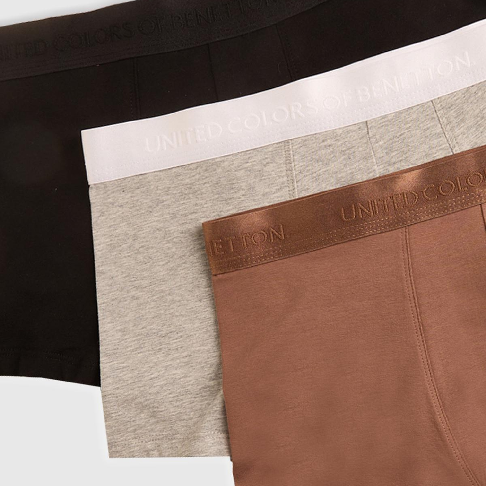 Erkek Gri Melanj Pamuk Karışımlı Logo Bantlı 3'lü Boxer Seti