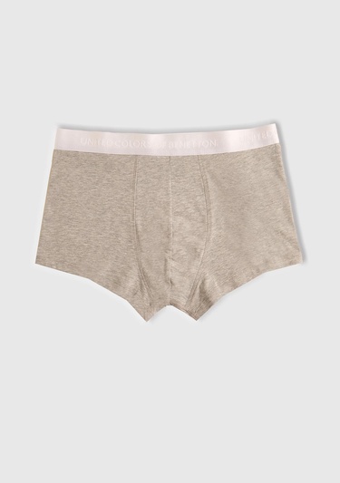  Erkek Gri Melanj Pamuk Karışımlı Logo Bantlı 3'lü Boxer Seti