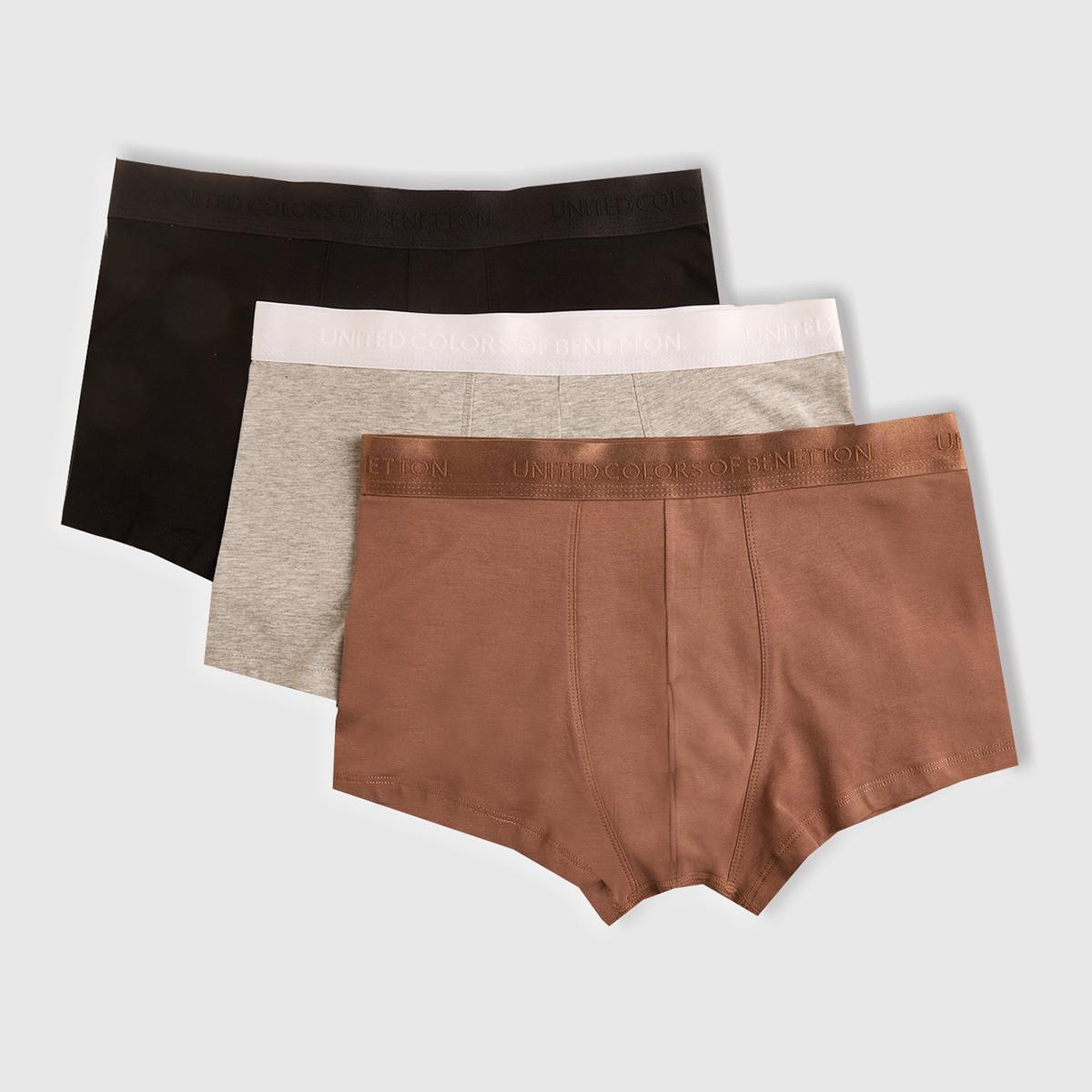 Erkek Gri Melanj Pamuk Karışımlı Logo Bantlı 3'lü Boxer Seti