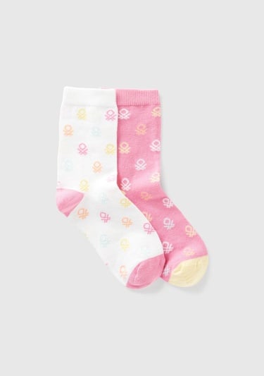  Erkek Çocuk Pembe Mix Desenli 2'li Uzun Soket Çorap Seti