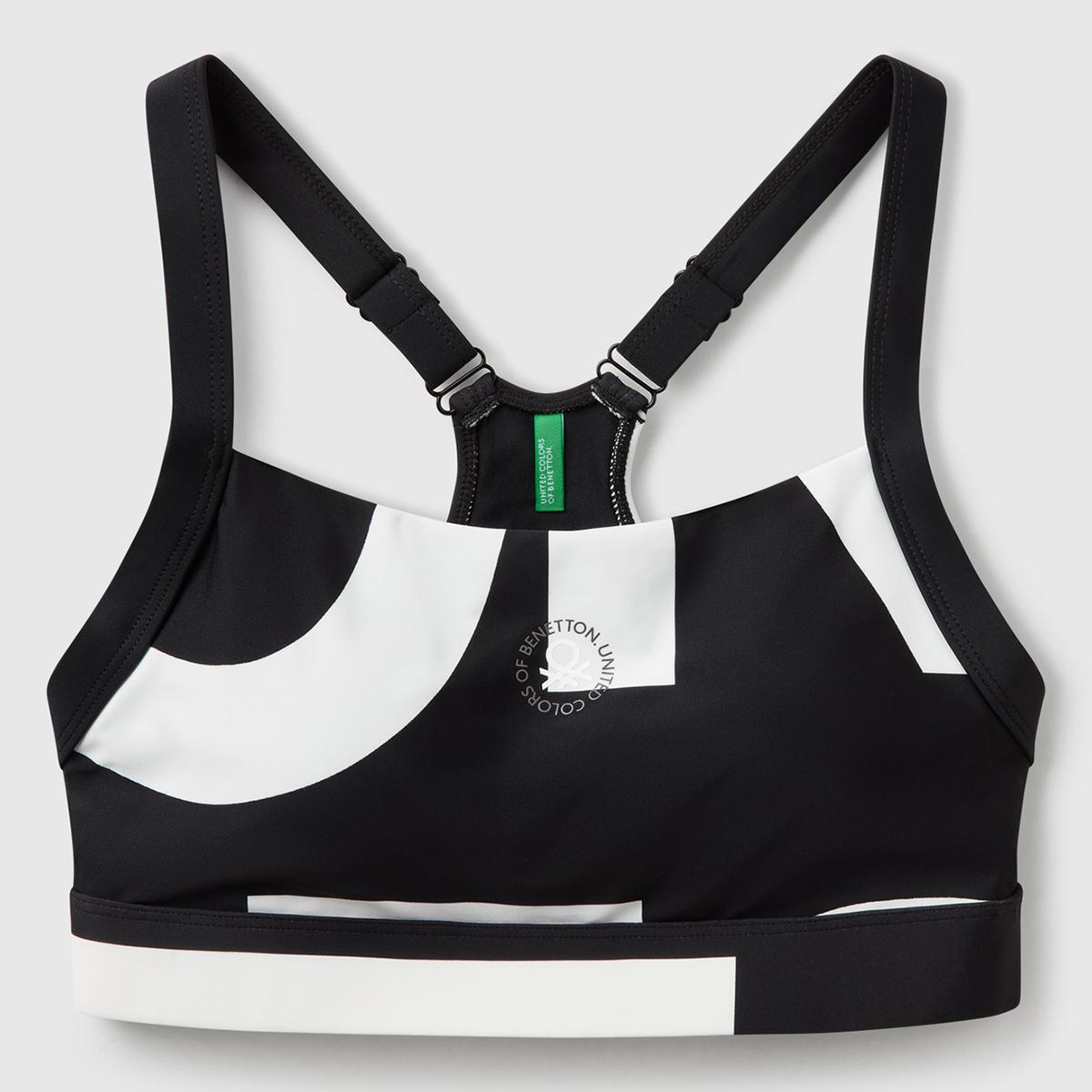 Kadın Siyah Desenli Önü Logo Baskılı Crop Atlet