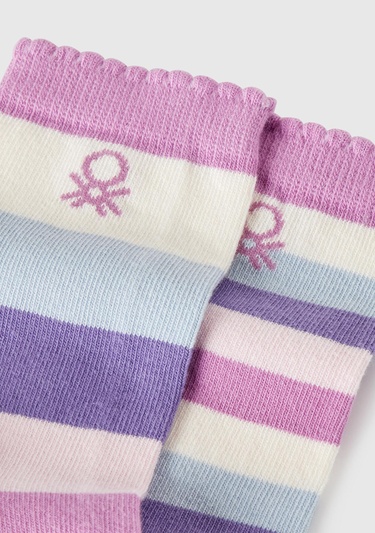  Erkek Çocuk Pembe-Mor Desenli Uzun Soket Çorap