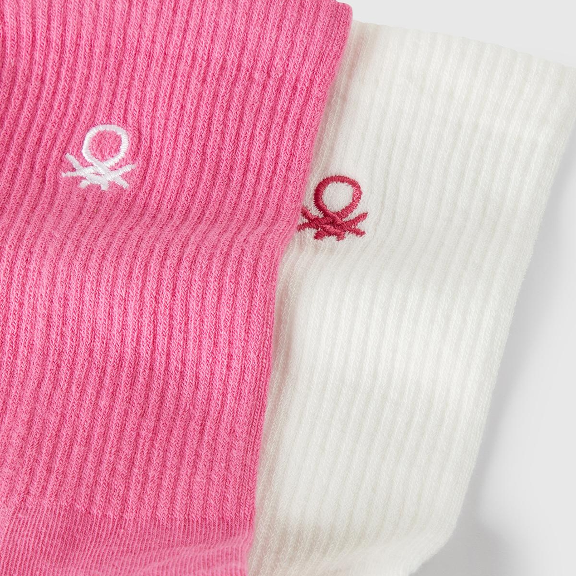 Erkek Çocuk Pembe-Beyaz Logo İşlemeli 2'li Uzun Soket Çorap Seti