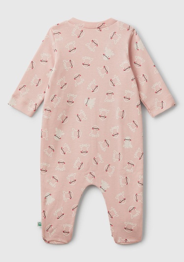  Bebek Toz Pembe Desenli Çıtçıtlı Uzun Kollu Tulum