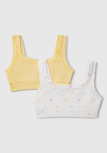  Kız Çocuk Beyaz Mix Kalın Askılı 2'li Sütyen Seti