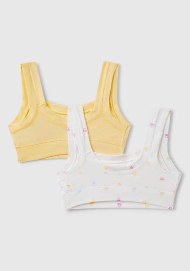  Kız Çocuk Beyaz Mix Kalın Askılı 2'li Sütyen Seti