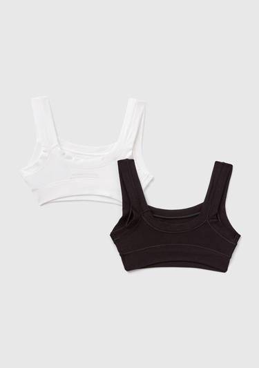  Kız Çocuk Siyah 2li Pamuklu Streç Sütyen