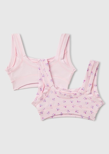  Kız Çocuk Pembe Kalın Askılı 2'li Sütyen Seti