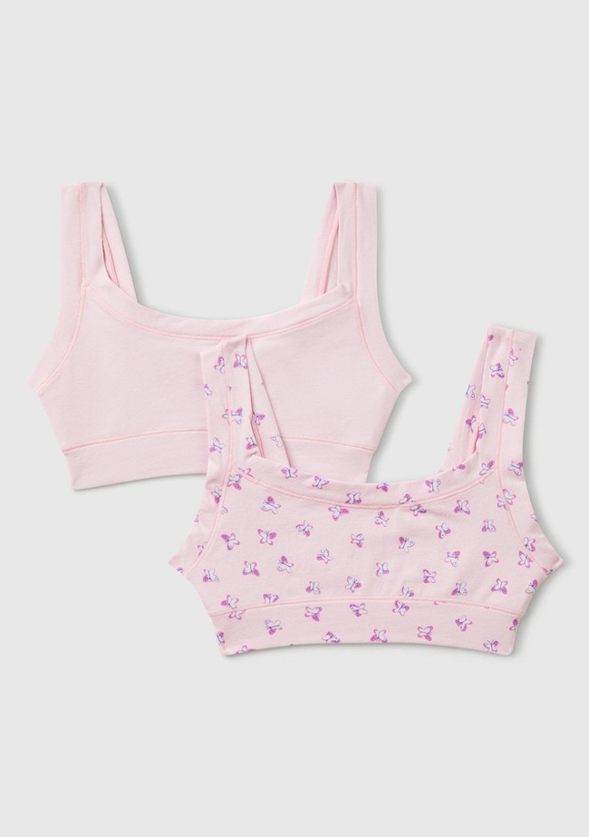  Kız Çocuk Pembe Kalın Askılı 2'li Sütyen Seti