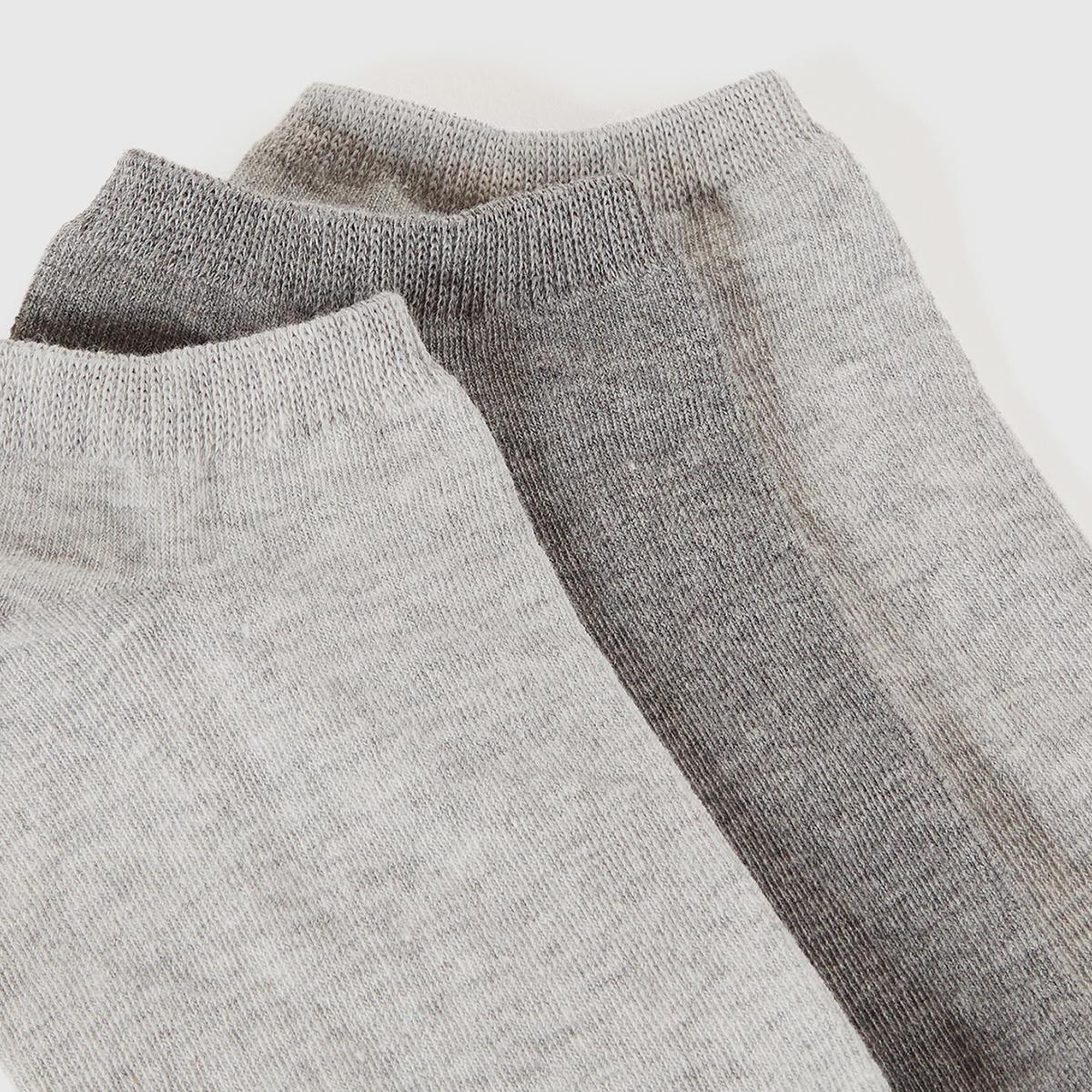 Unisex Gri 3'lü Patik Çorap