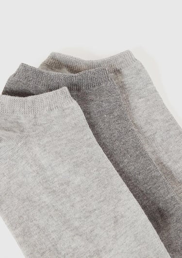  Unisex Gri 3'lü Patik Çorap