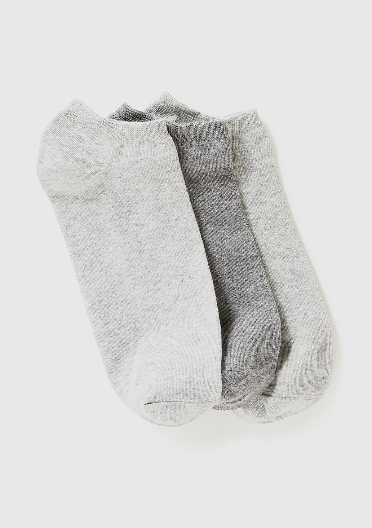  Unisex Gri 3'lü Patik Çorap