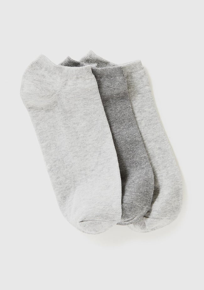 Unisex Gri 3'lü Patik Çorap