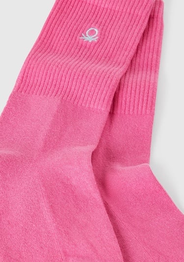  Unisex Pembe Benetton Logolu Soket Çorap