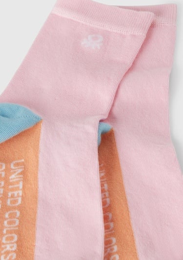  Unisex Pembe Mix  Logo Detaylı Desenli Soket Çorap