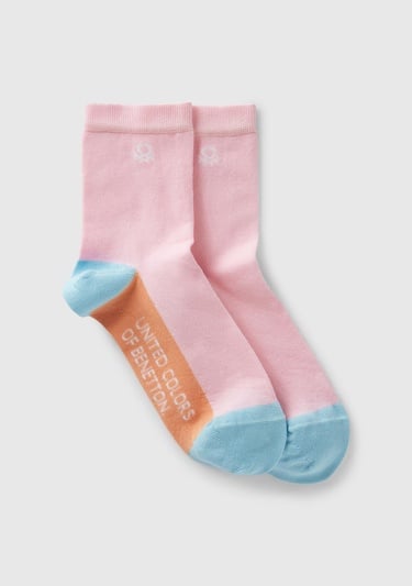  Unisex Pembe Mix  Logo Detaylı Desenli Soket Çorap