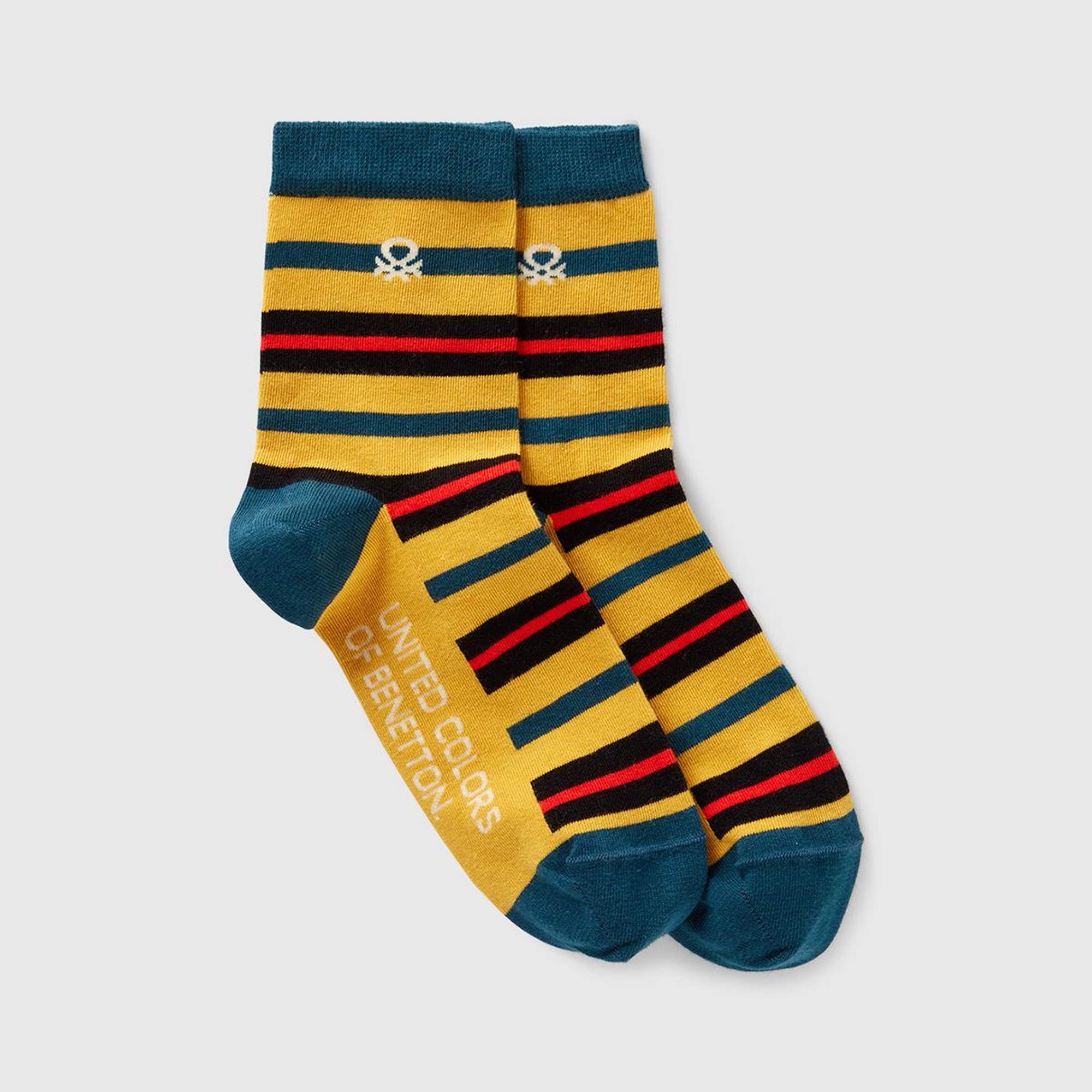 Unisex Sarı Mix  Logo Detaylı Desenli Soket Çorap