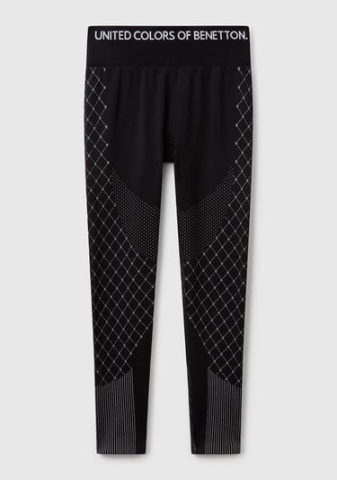  Kadın Siyah Desenli Dikişsiz Tayt