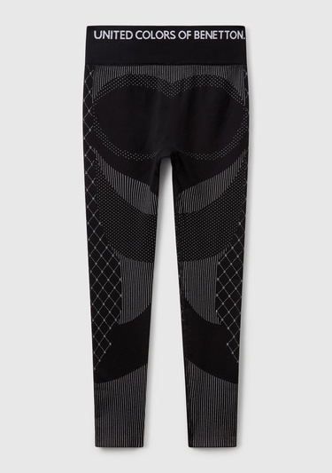  Kadın Siyah Desenli Dikişsiz Tayt